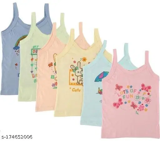Cotton Camisoles for Girls, Pack of 6 (Multicolor, 0-6 Months)
