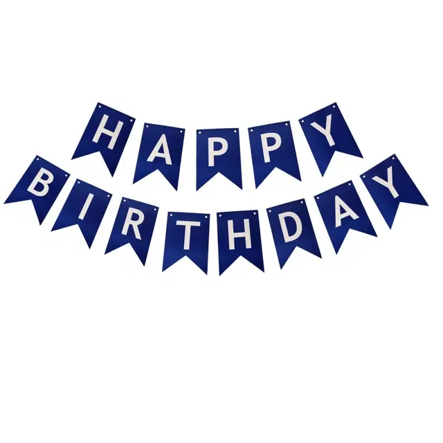 Bzore Happy Birthday Decoration Banner, Dark Blue