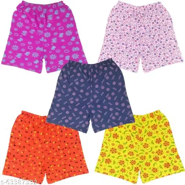 Cotton Capri for Girls, Pack of 5 (Multicolor, 1-2 Years)