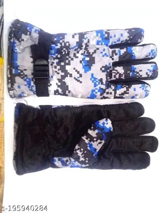 Leather Printed Gloves for Men, Multicolor (Set of 1)