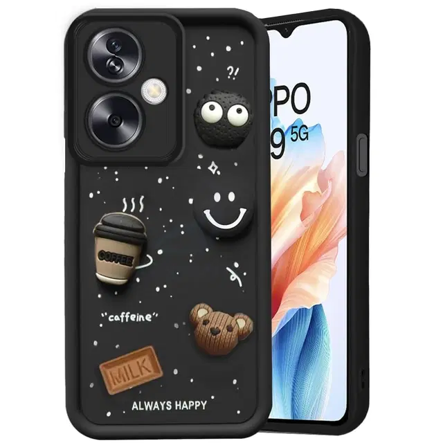 Rubber Mobile Back Cover for OPPO A59 5G (Black)