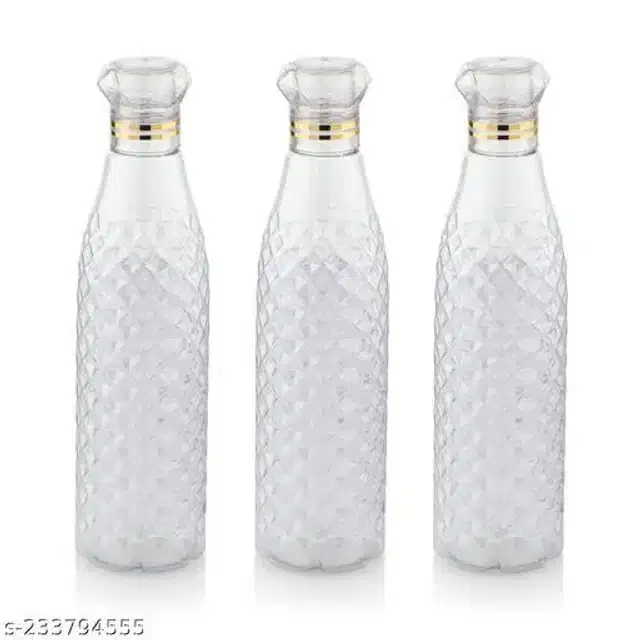 Plastic Water Bottle, Transparent, 1000 ml, Pack of 3