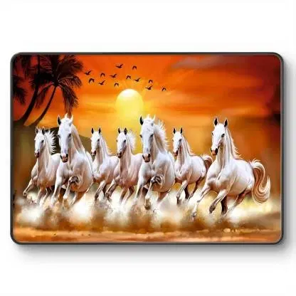 Running 7 horses Vastu UV textured Digital Painting 10x14