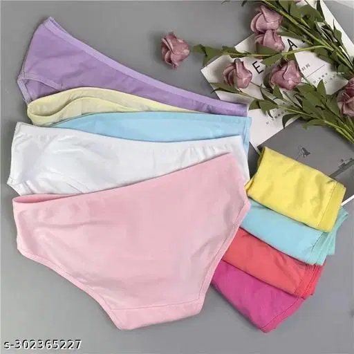 Solid Mid Rise Briefs for Women, Pack of 5 (White, M)