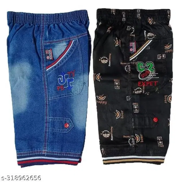 Cotton Capris for Boys, Pack of 2 (Multicolor, 18-24 Months)