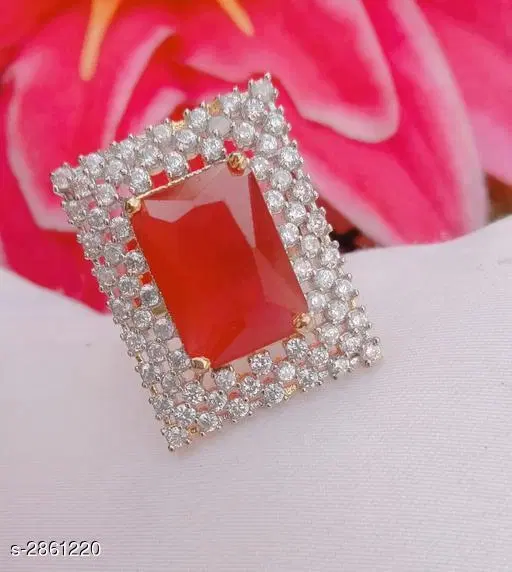 Designer Ring for Women (Silver, Free Size)