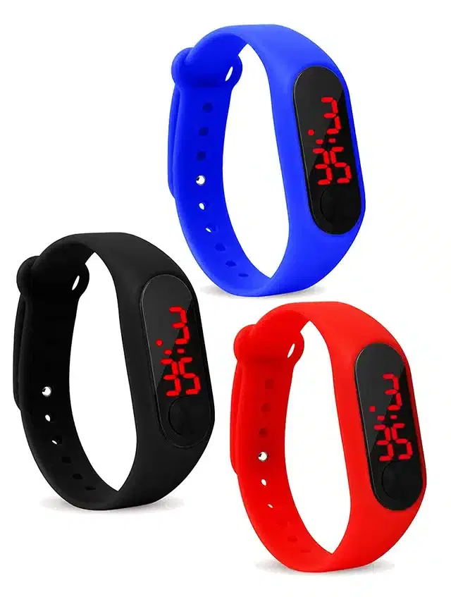 Digital Wrist Band for Kids, Pack of 3 (Multicolor)