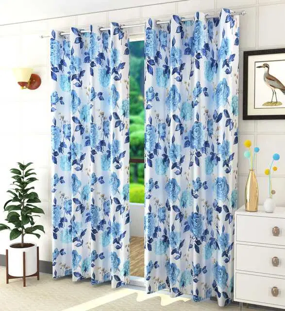 Homefab Polyester Curtains, Blue, 5 Feet, HF-221