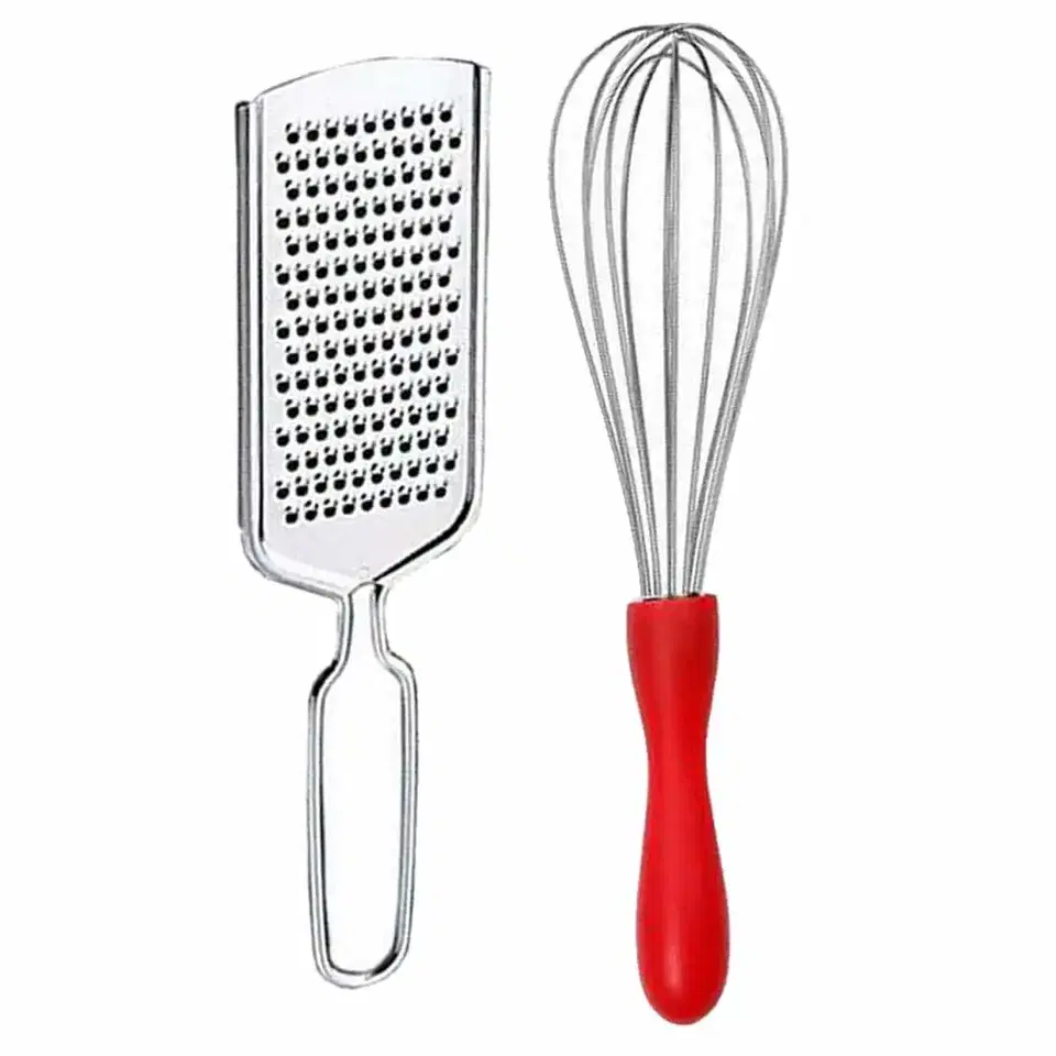 Oc9 Stainless Steel Cheese Grater & Egg Whisk For Kitchen Tool Set