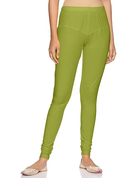Rupa Cotton Lycra  CHURIDAR LEGGINGS for women, Parrot Green (Free Size)