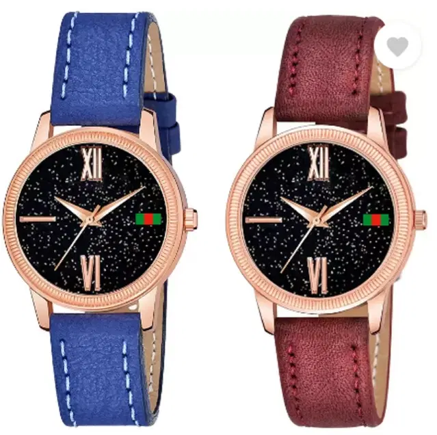 Analog Watch for Women & Girls, Pack of 2 (Multicolor)