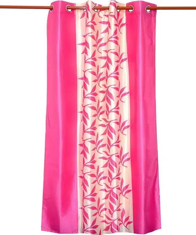 Polyester Printed Door & Window Curtains, Pink, 7 feet