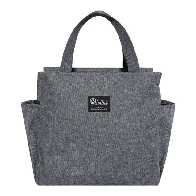 Lunch Box Bag with side Pocket Insulated thermal (Grey)