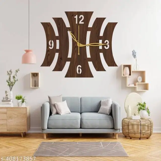 Wooden Wall Clock for Home, Brown