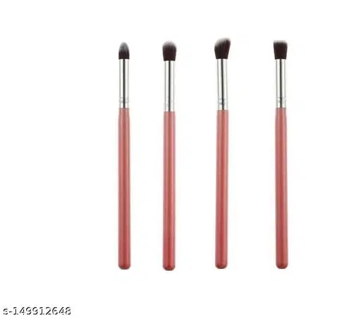 4 Pcs Makeup Brushes Cosmetic Tool Eye Shadow Foundation Blending Brush Fiber Bristle Cosmetic Brush Pink - ( 4 Piece in Set)
