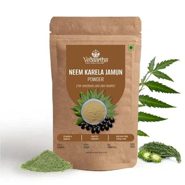 Vedaartha 100% Organic Neem Karela Jamun Powder (150 g)