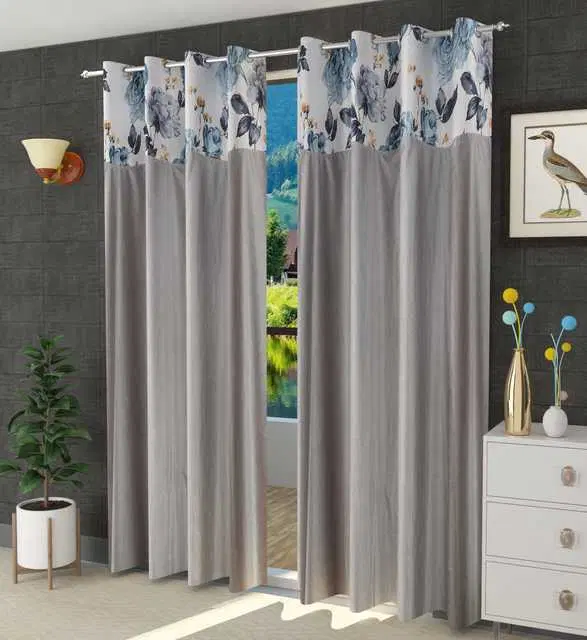 Homefab Polyester Curtains, Grey, 5 Feet, HF-155