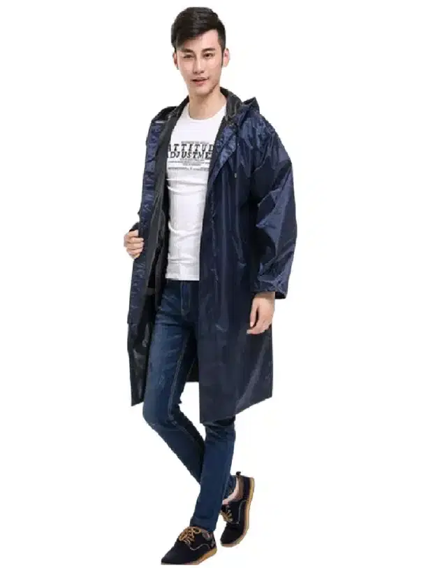 Nylon Waterproof Raincoat for Men, Blue, M
