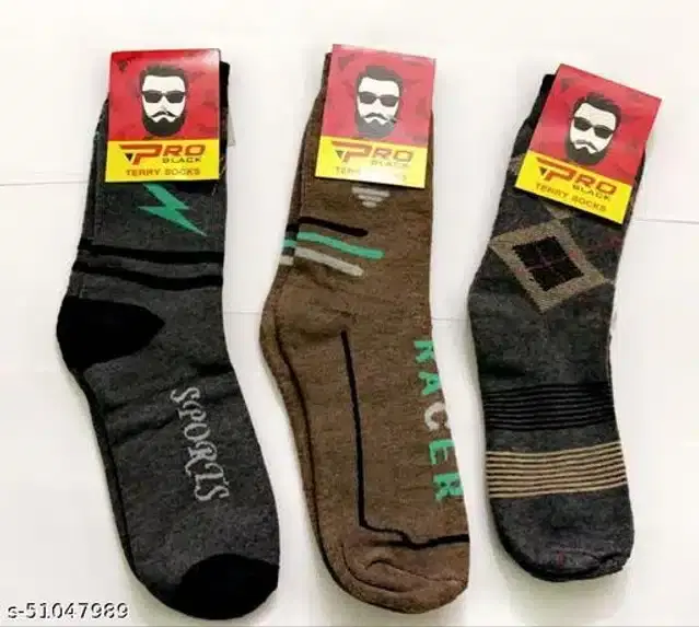 Woolen Socks for Men, Pack of 3 (Multicolor)