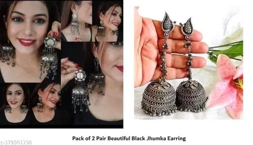 Princess Black Oxidised Jhumka Earring