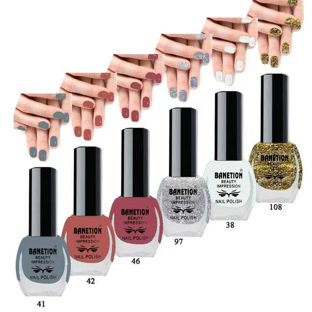Exclusive High Gloss Matte Nail Paint, Pack of 6, Multicolor, 6ml, B-9