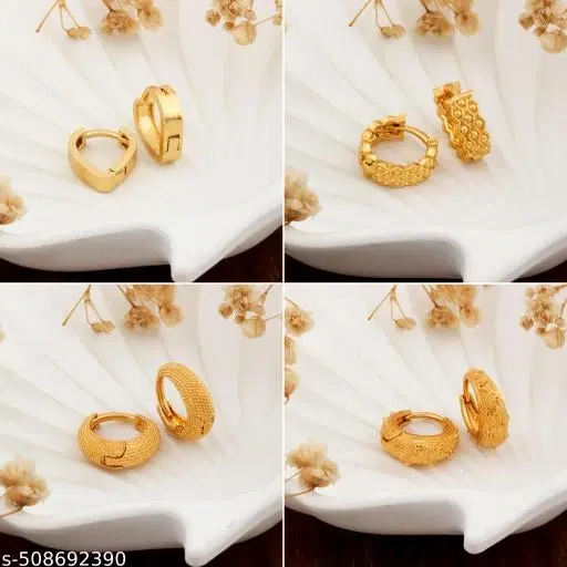 Gold-Plated Earrings/Studs/Bali Combo For Women'S/Girls