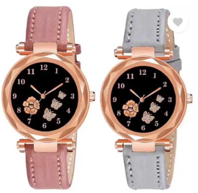 Analog Watch for Women & Girls, Pack of 2 (Multicolor)