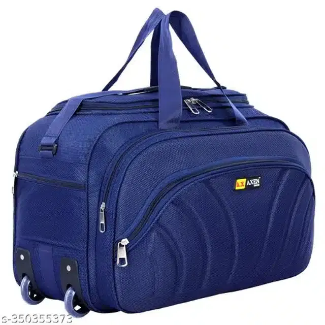 Polyester Trolley Duffel Bag for Men & Women, Navy Blue