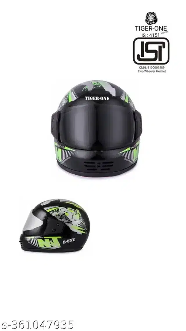 Full Face Helmet for Men & Women, Black & Neon