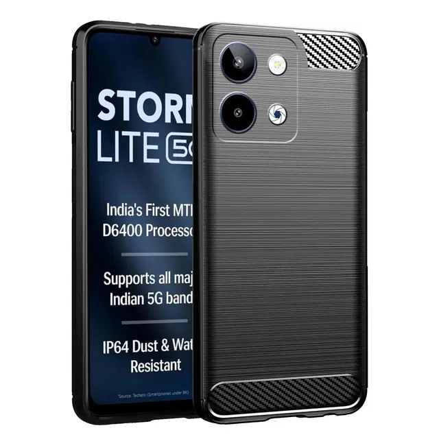 Rubber Mobile Back Cover for LAVA Storm Lite 5G (Black)