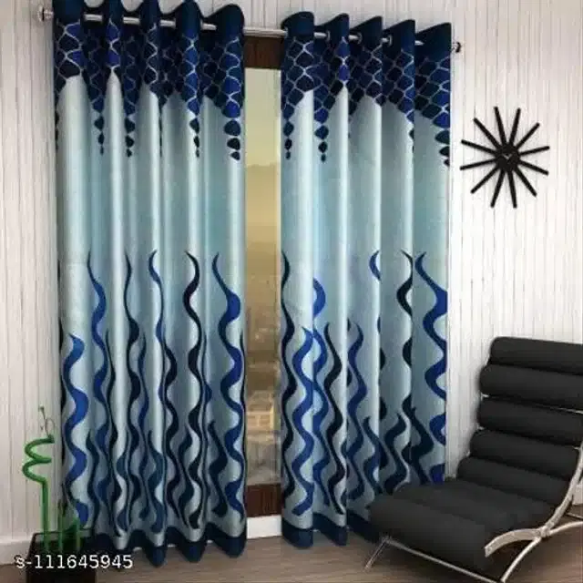 Curtains for Door, Aqua Blue, 7 feet, Pack of 2