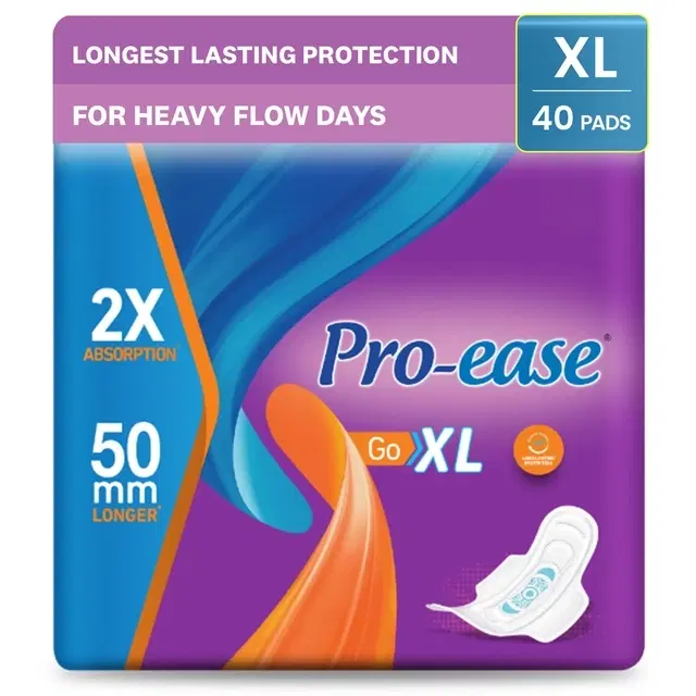 Pro-Ease Go Sanitary Pad  XL 40 Pcs