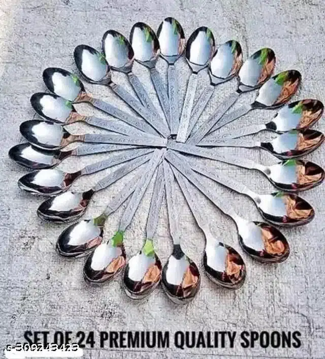 Stainless Steel Spoons, Silver, Pack of 24