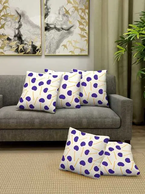Klotthe Abstract Cotton Cushion Covers, Purple, 40X40 Cm, Set of 5, K-93