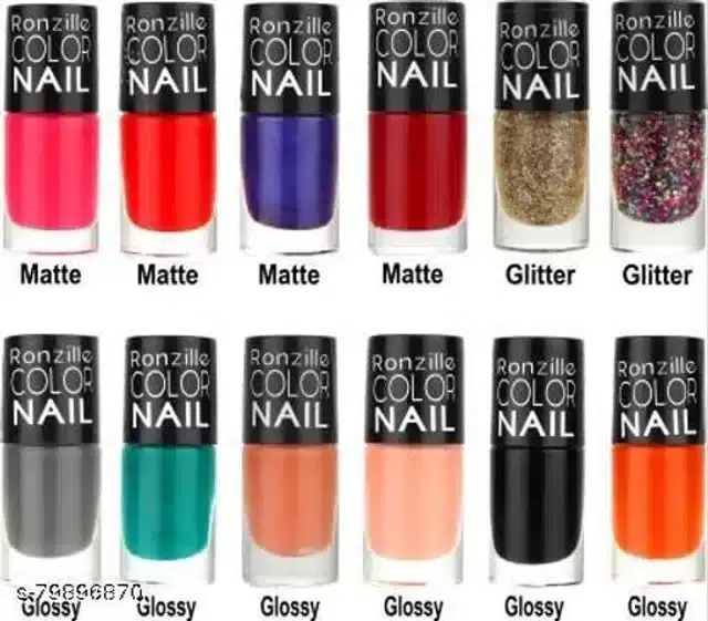 Ronzille Exclusive Nail Polish, Multicolor, 5.5 ml, Pack of 12