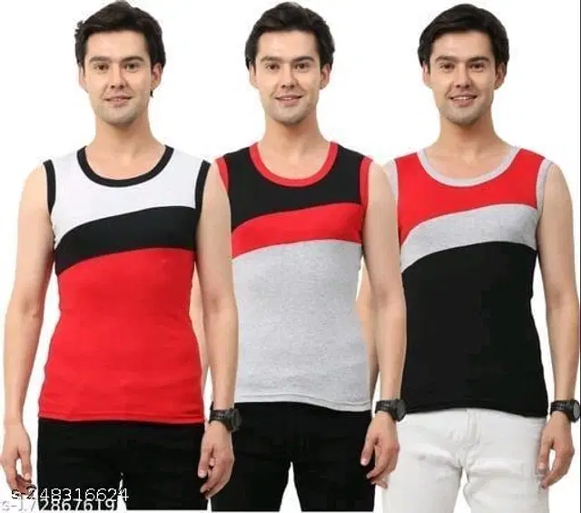Cotton Vests for Men, Pack of 3 (Multicolor, XS)