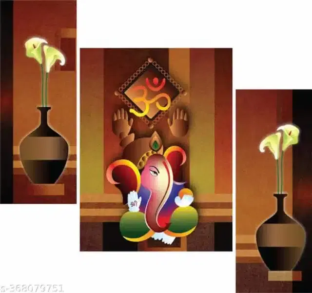 Wooden UV Coated Digital Painitings, Multicolor, 12x18 inches, Pack of 3