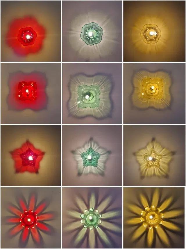 Plastic 3D Shadow Reflection Floating Diwali Diyas, Multicolor, Pack of 24