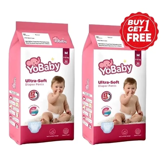 Yobaby Baby Diapers M - 2X32 Pcs (Buy 1 Get 1 Free)