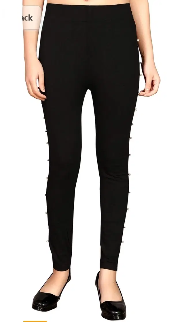 Cotton Jeggings for Women (Black, 32)