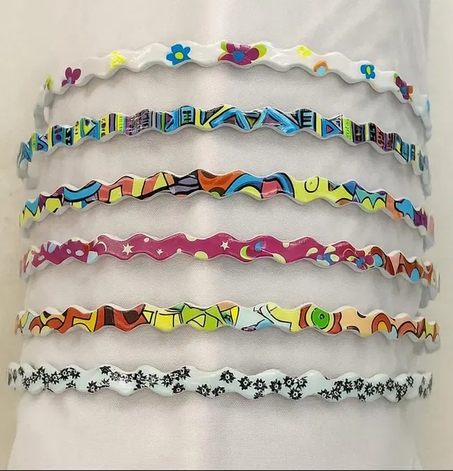 Kids Animal Printed Zig- Zag Hairband, Pack of 6