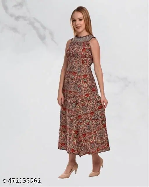 A-line Dress for Women (Red, S)