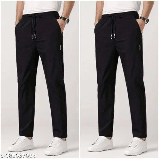 Cotton Pants for Men, Black, Pack of 2 (28)