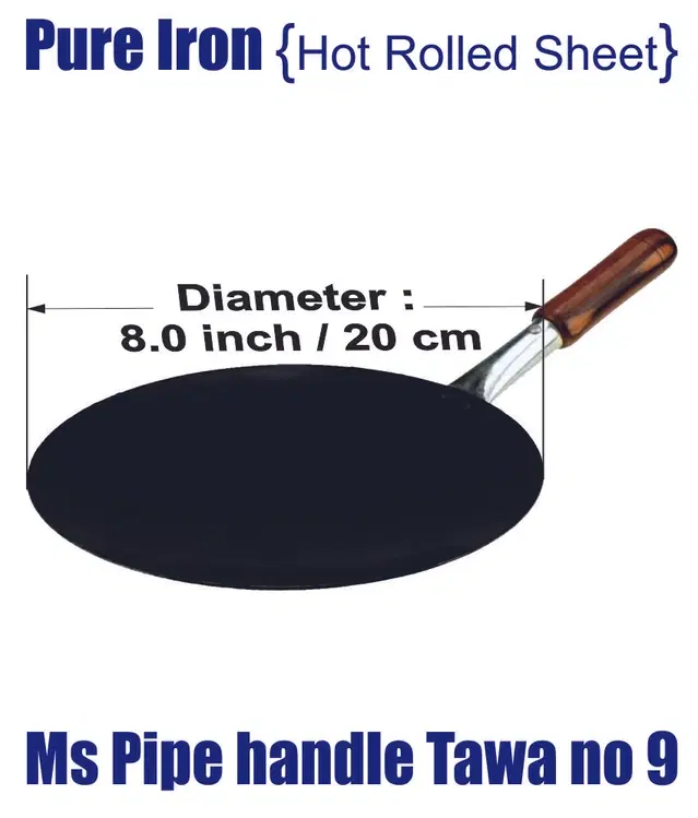 Iron Non Coated Roti Tawa, Black, 22 cm
