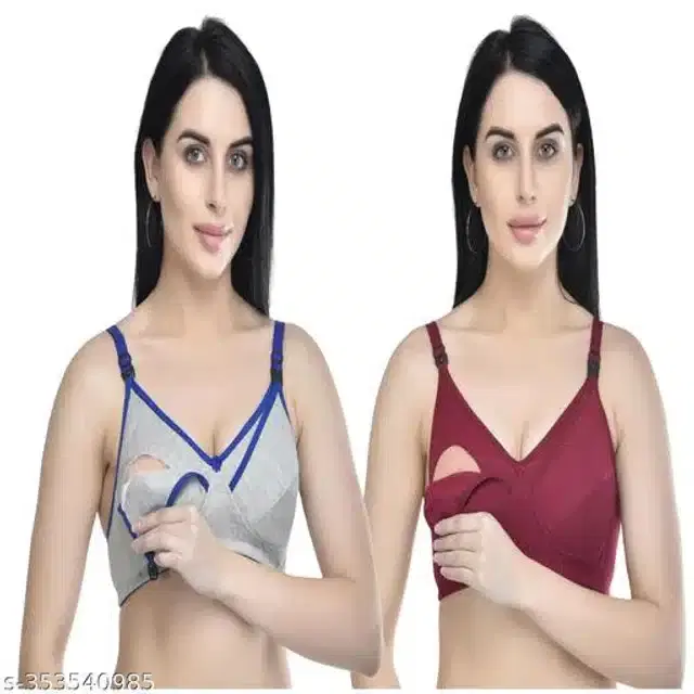 Polycotton Feeding Bra for Women, Pack of 2 (Assorted, 32C)