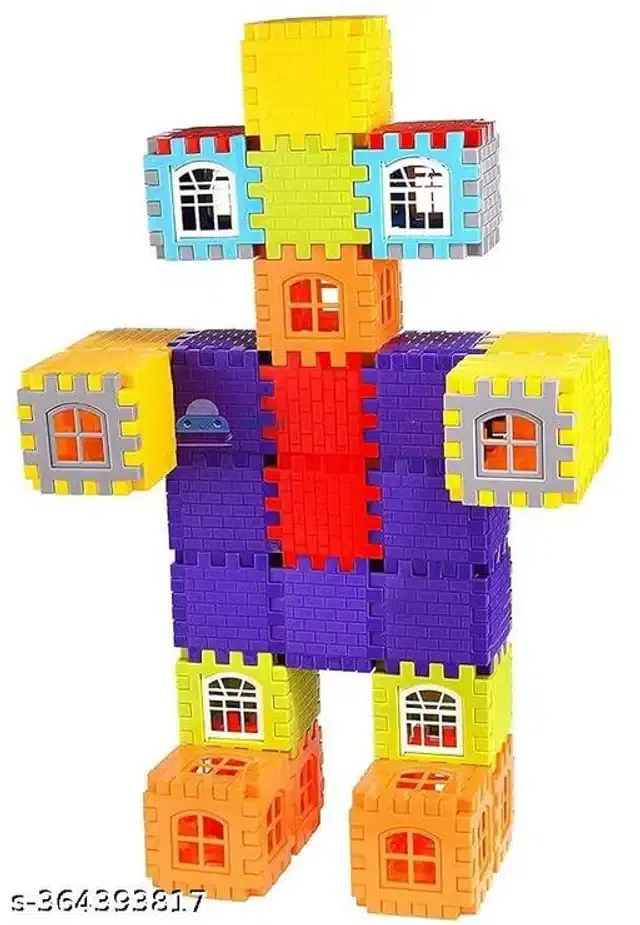 Plastic Educational 72 Pcs Building Blocks Toy Set for Kids, Multicolor, Set of 1