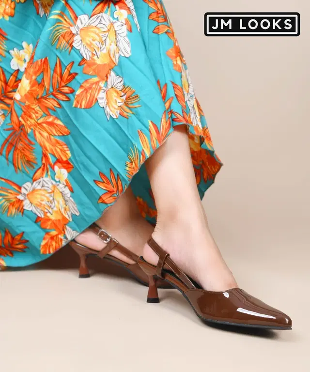 JM Looks Stylish Heels for Women (Brown, 5)