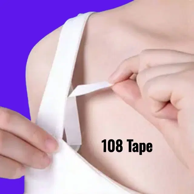 Acrylic Film Clothing 108 Double Sided Tape Strips, Transparent, Set of 1