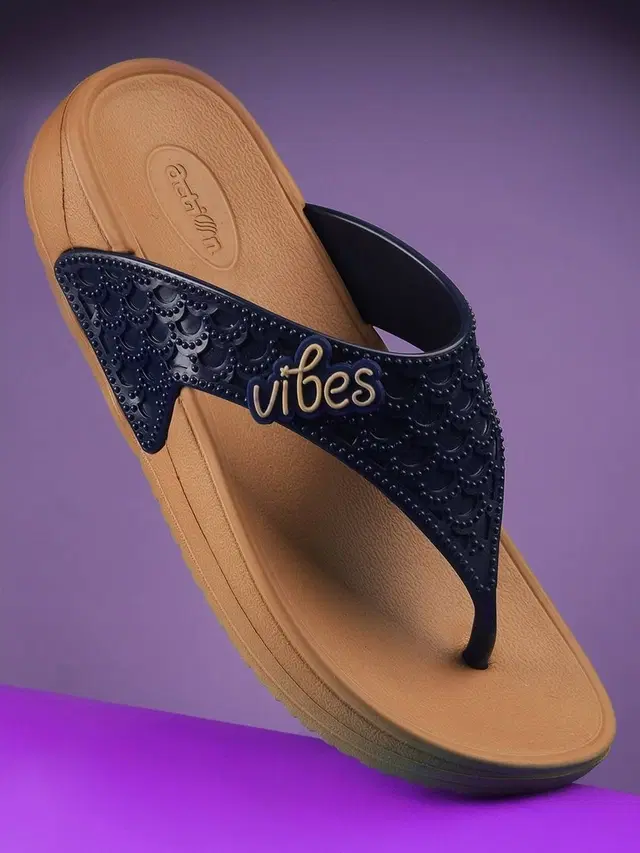 action Casual Slippers for Women (Brown, 7)