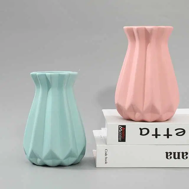 Ximi Vogue Fluted Flower Vase, Green/Pink, Pack Of 1, X-262